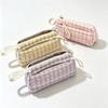 Large Capacity Stationery Pouch Plaid Pattern Pen Bag Stylish Plaid Pencil Case  Makeup Storage