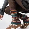 Korean Style Women's Wool Leg Warmers - Autumn/Winter Striped College Style, Slimming & Trendy Slouch Socks.