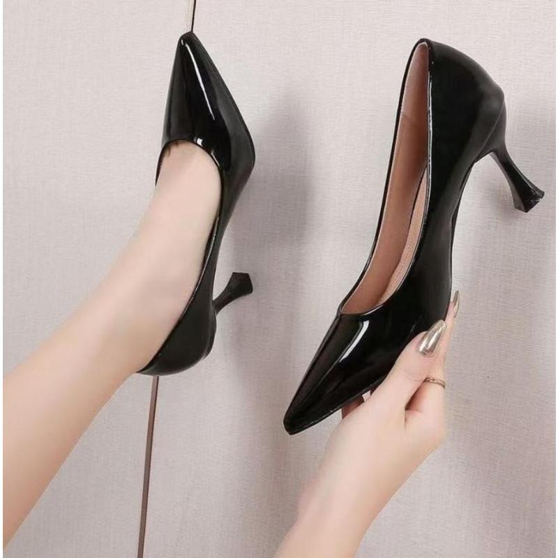 Sexy Patent Leather Women High Heels Classic Ladies Club Pumps Autumn Pointed Dress Heel Shoes for Women Banquet Wedding Shoes