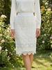 Elegant High-Waisted Lace Midi Skirt - Slim Fit, Hollow Design, Hip-Hugging Style for Women