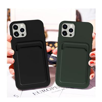 Push-Kartensteckplatz Mattes Weiches TPU-Stoßfängergehäuse für IPhone 16 15 14 13 12 11 Pro Max Plus Mini X XS XR Max Stoßfestes Brieftaschen-Cover