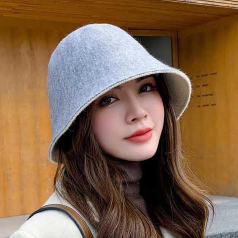 Elbit Yeri Winter Wool Pastel Women s Reversible Bucket Hat gray