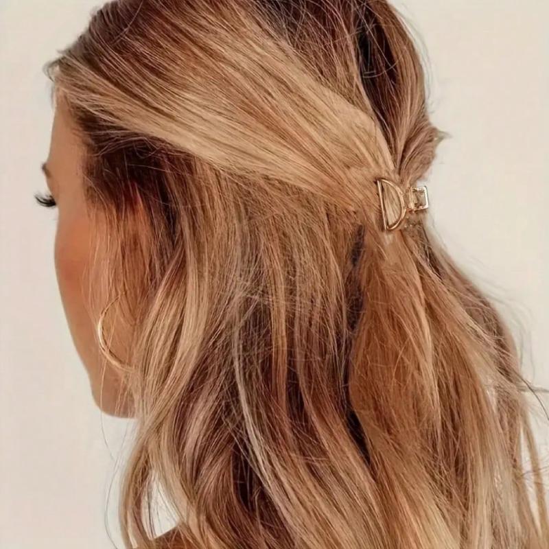 Mini Gold Tone Hollow Out Hair Clips, Sweet Geometry Hair Accessories for Women/Girls Casual Claw Clips Hair Claws Hair Barrettes, School Stuff