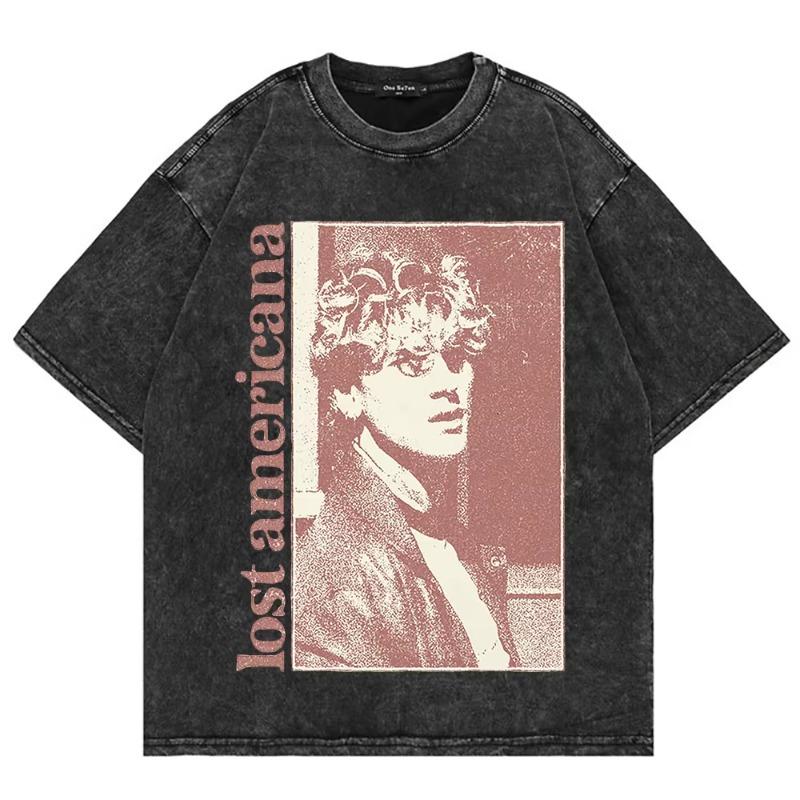 100% Cotton Vintage Washed Mgk The Lost Americana Tour 2025 2026 T Shirt Fashion Men/Women Loose Wash Tees Shirts