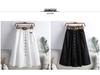2024 Spring/Summer Korean Style Elastic High Waist A-Line Midi Skirt with Large Pockets and Slit