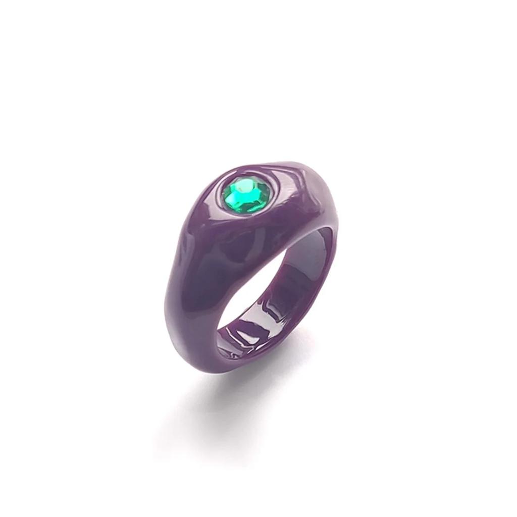 Aesthetic Candy Fun Resin Acrylic Imitated Crystal Geometric Round Classic Open Ring Fashion Irregular Rings Women Men Jewelry