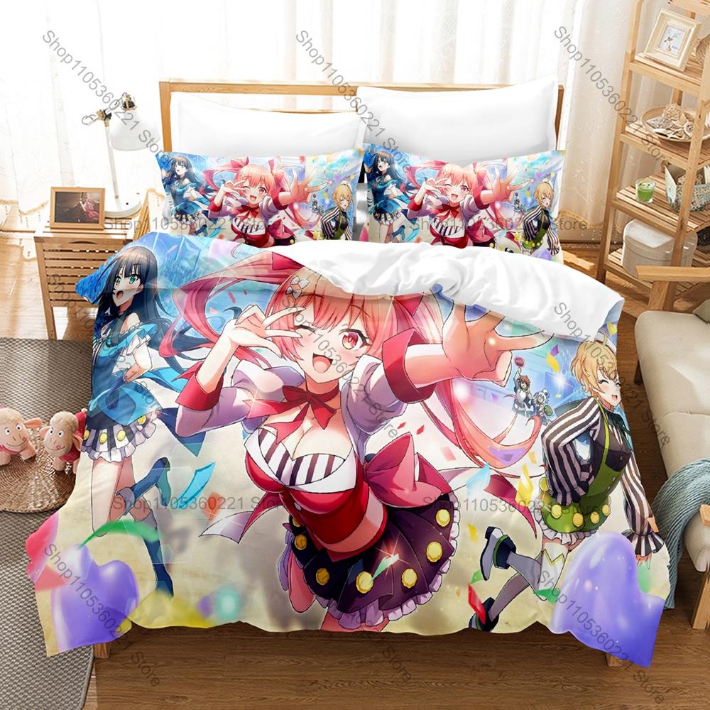 KonoSuba Bright Colorful Isekai Fantasy Hilarious Adventure Mage Goddess Knight Anime Bedding Set Duvet Cover + 2 Pillowcases
