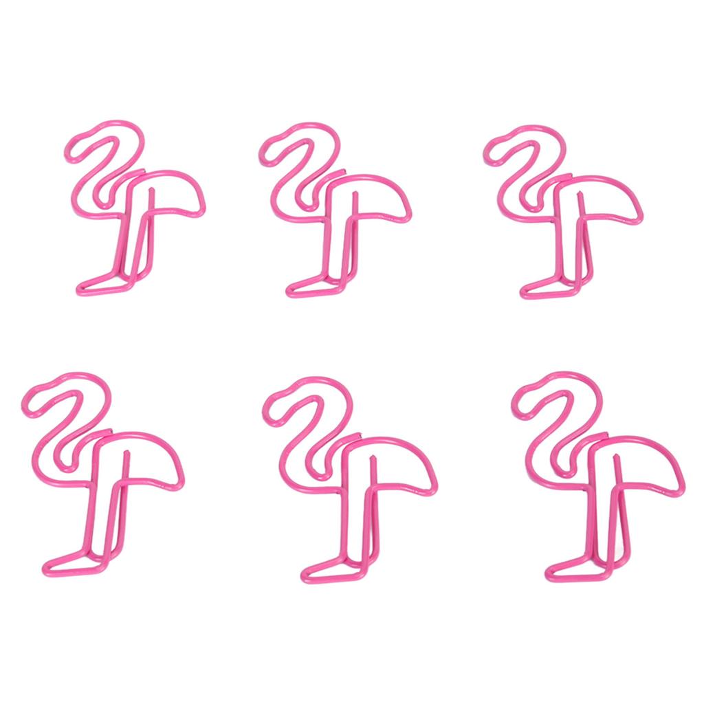 100pcs Paper Clips Prevent Slip Cute Flamingo Shaped Small Bookmark Paperclips for Paper Document Pink