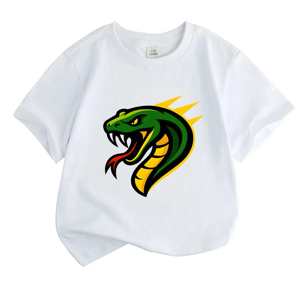 Kids Boys Girls 100% Cotton Crew Neck Short Sleeve T-Shirt, Cool Angry Viper Snake Graphic Casual Soft Breathable Tee for Daily Play Outdoor Sports Su