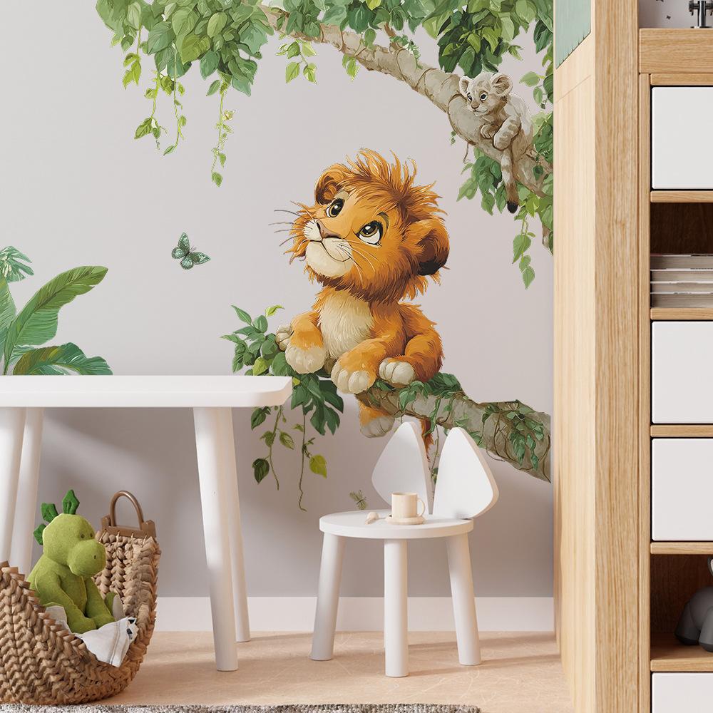 Cartoon Jungle Little Lion Children's Bedroom Home Background Beautification Wall Stickers