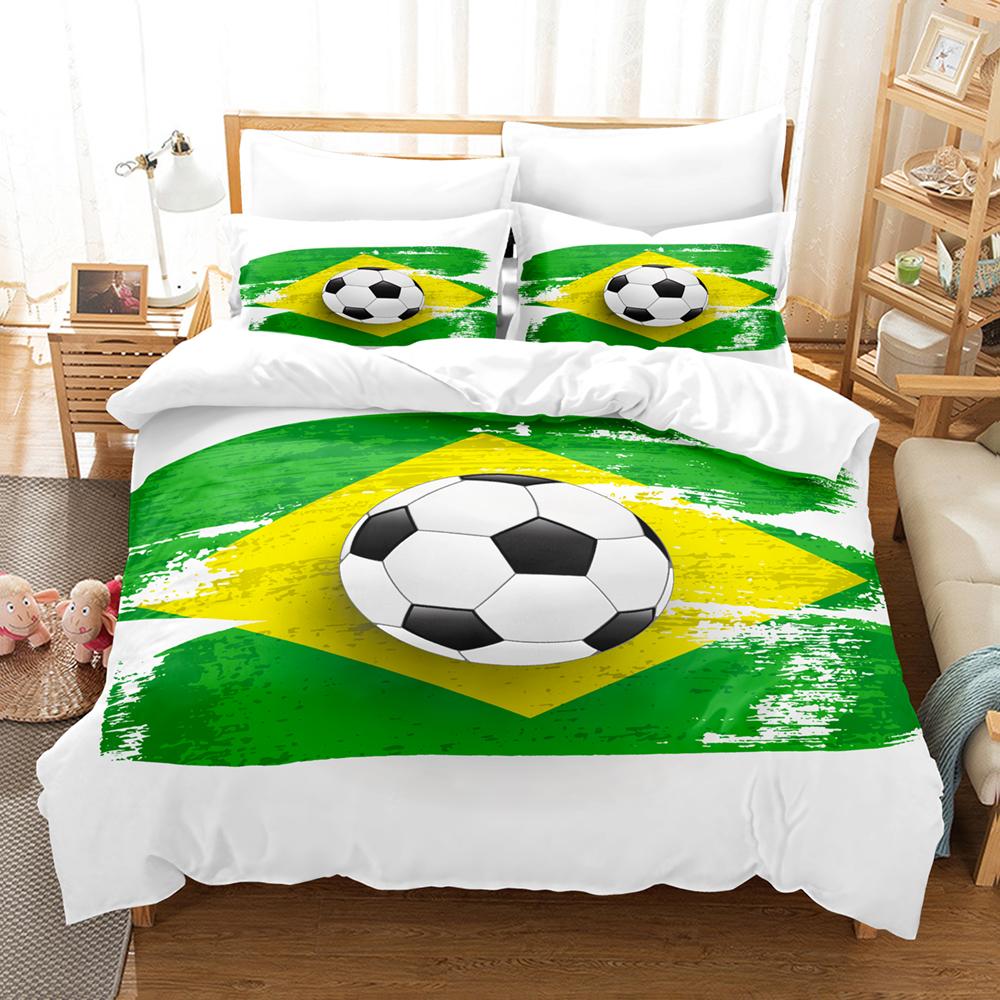 Dekbedovertrek 210x210 Print Football Teenagers Duvetcover&2pcs Pillowcase Single Double Size Super Comfortable Bedding Set