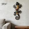 Artistic Wall Ornaments for Living Room Metal Gecko Lizard Decor, Colorful Painted Iron Art, Indoor Outdoor Sculpture Farmhouse Hanging Ornament