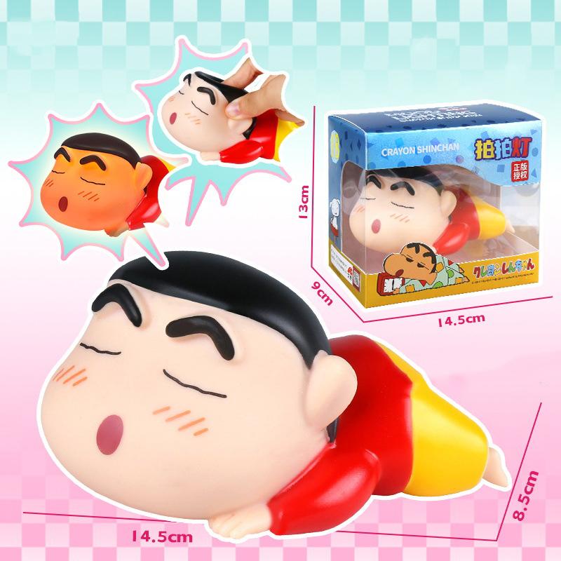 1 Piece  Crayon Shin-Chan Pat On The Head Lamp Toy With Light Ornament Anime Figure Model Small Night Light Toys