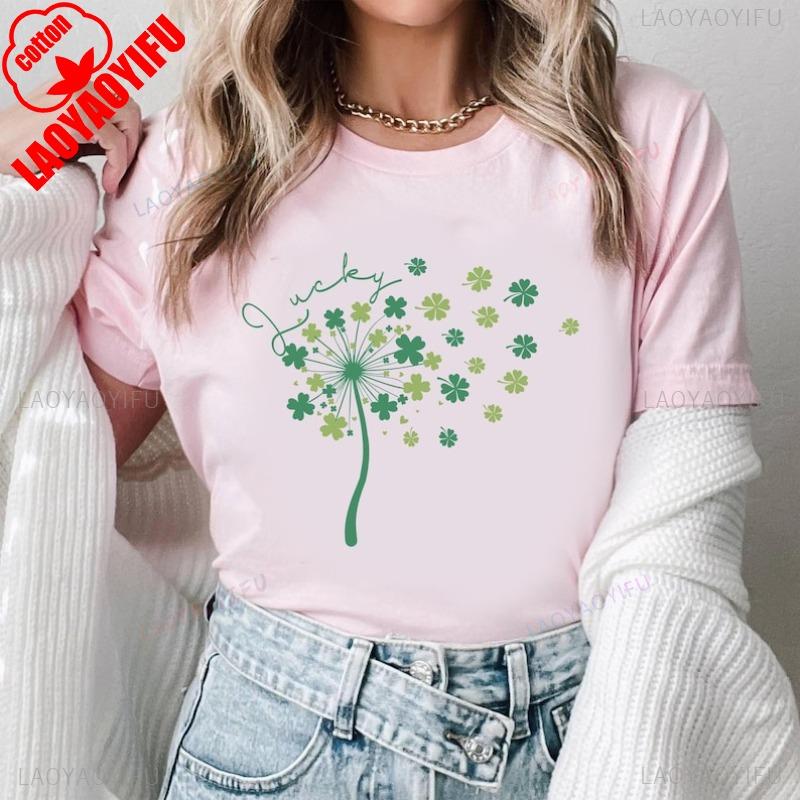 St Patricks Day Dandelion Sweatshirt Dandelion Shamrock Clovers Flying Shirt Luck Irish Tee Patrick Day Luck Graphic T Shirts