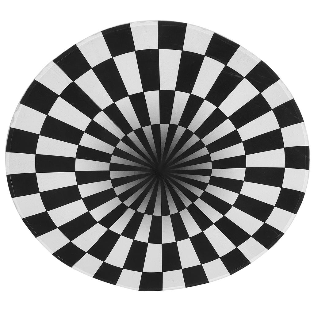 Round Black White Grid Non-Slip Mat Area Rugs Floor Mats Carpet for Home Living Room Bedroom(60cm )