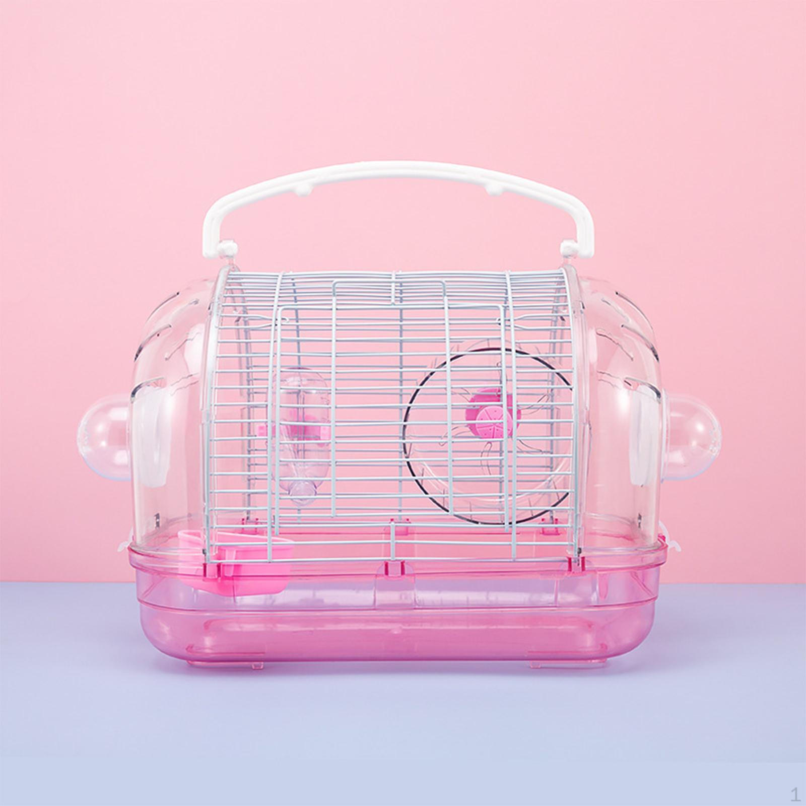 

Клетка для хомяка, чехол для переноски домашних животных, коробка для кормления с аксессуарами, переноска для мелких животных розовый