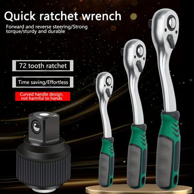 72-Tooth  Ratchet Set 1/4", 3/8" & 1/2" Drive - Premium Chrome Vanadium Steel Construction & Chrome Plated Finish