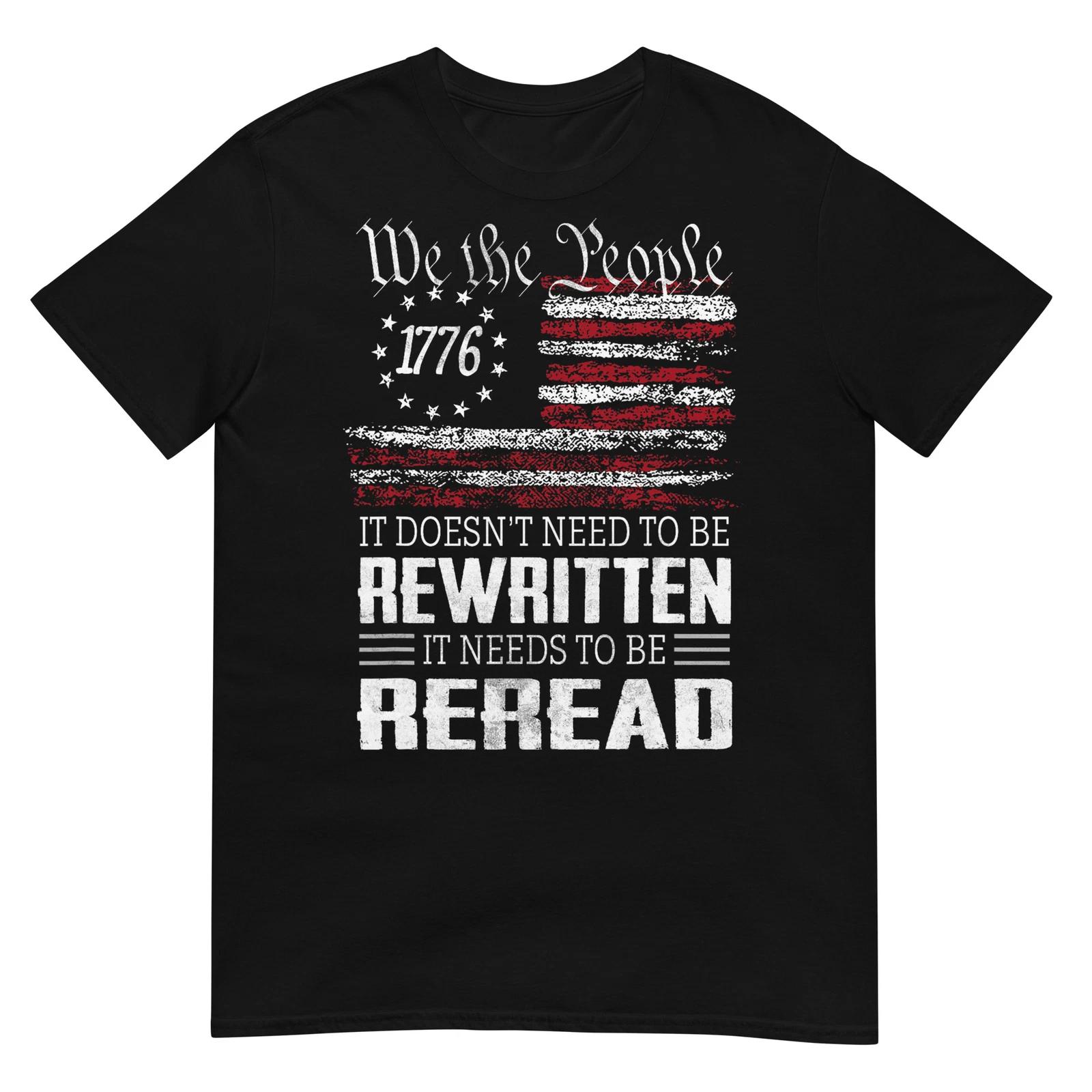 Футболка с изображением флага США и Конституции США «Нужно перечитать» 2XL