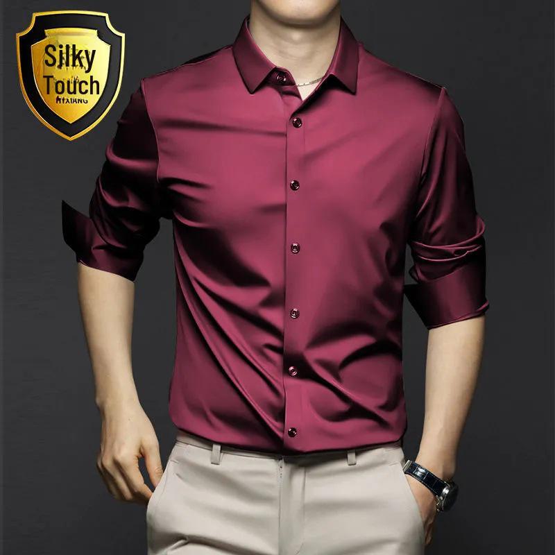 

Мужская повседневная деловая рубашка с длинным рукавом из нескользящей ткани - весна/осень, профессиональная, класса люкс, легкая, не мнется. 3XL