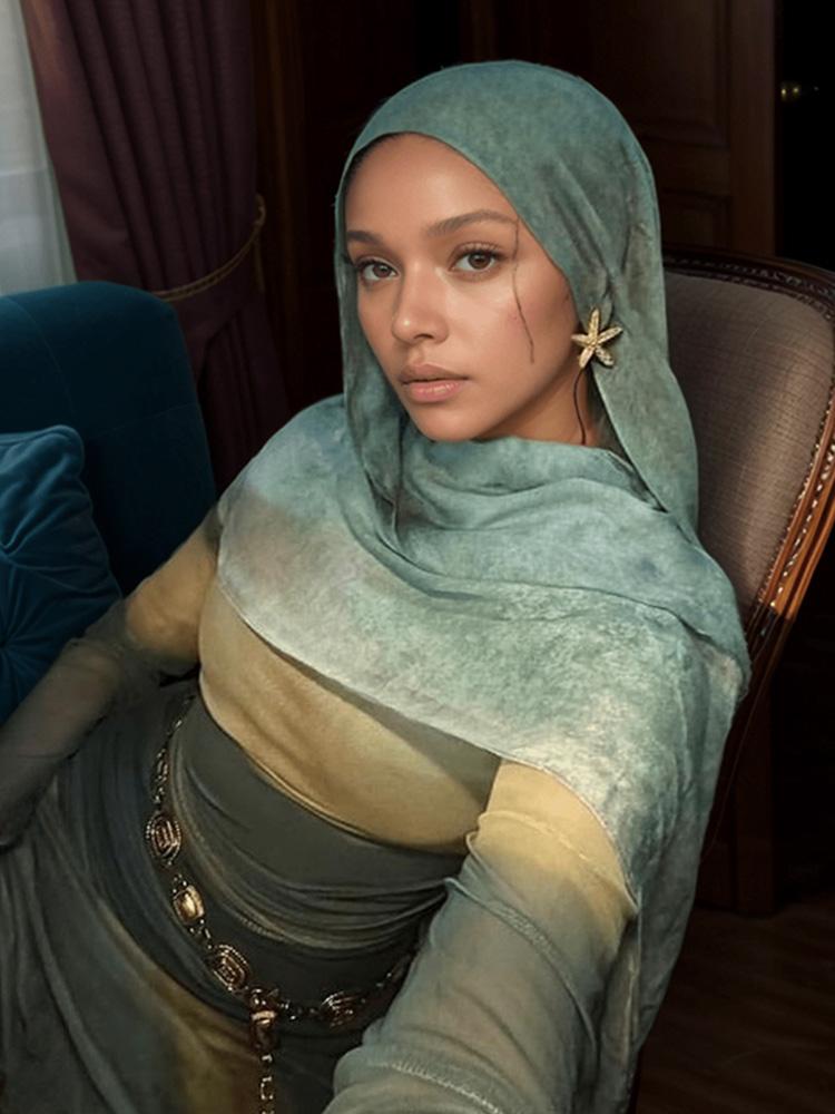 

Рамадан Хиджаб для Женщин Богемный Цветочный Принт Шаль Акварель Мягкие Мусульманские Хиджабы Легкий Платок-Палантин Головной Платок Лето Пляж