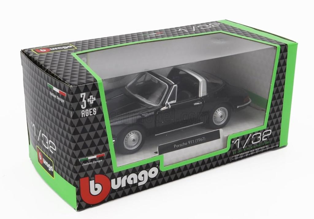 Burago Mini Car Porsche 911 Targa Convertible TARGA SPIDER 1967 1/32 (Black) [Item]