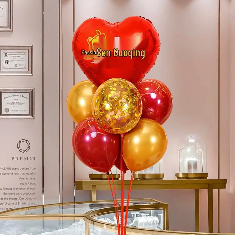 Five-Star Red Heart Balloons for National Day & Mid-Autumn Festival Décor