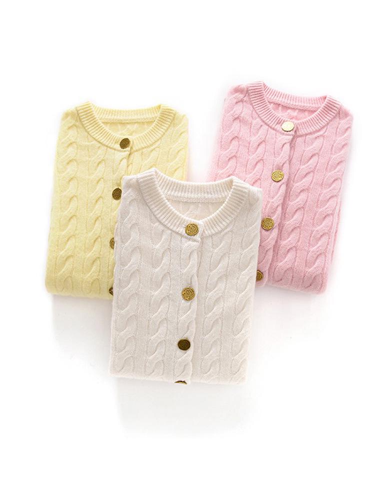 Women's Heavy Cable Knit Cashmere Cardigan - Round Neck, Long Sleeve, Autumn/Winter Style Sweater Coat