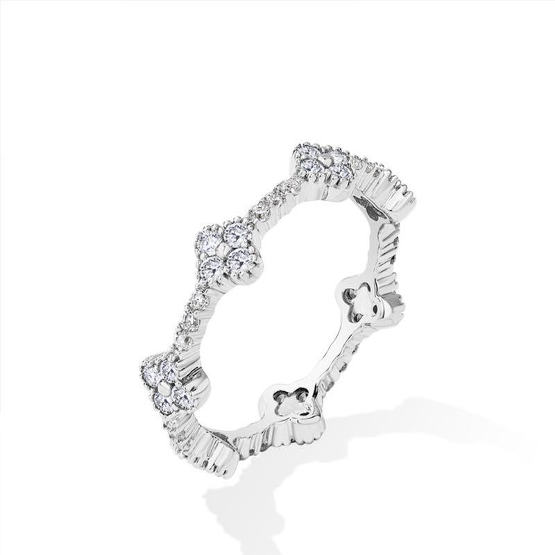 High-End 5A Zircon Leaf Couple Ring: Elegant European & American Style Size 7