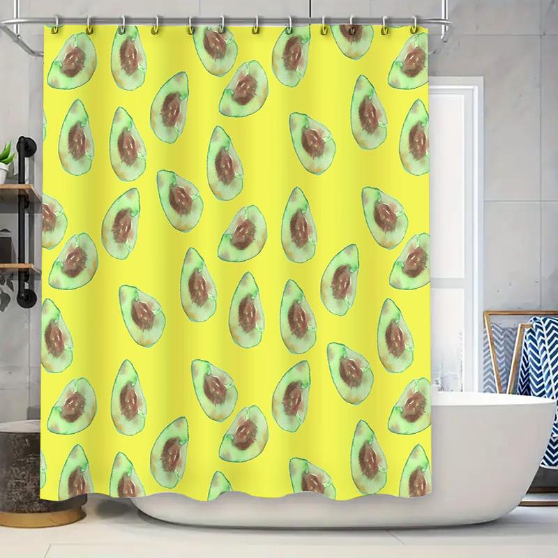 

Shower Curtain Avocado Cute Farmhouse Decor Bathroom Set Tropical Fruit Pattern Teal Green Nature Vibes Modern Home Accent Wall W60H190(CM)-1 Pcs