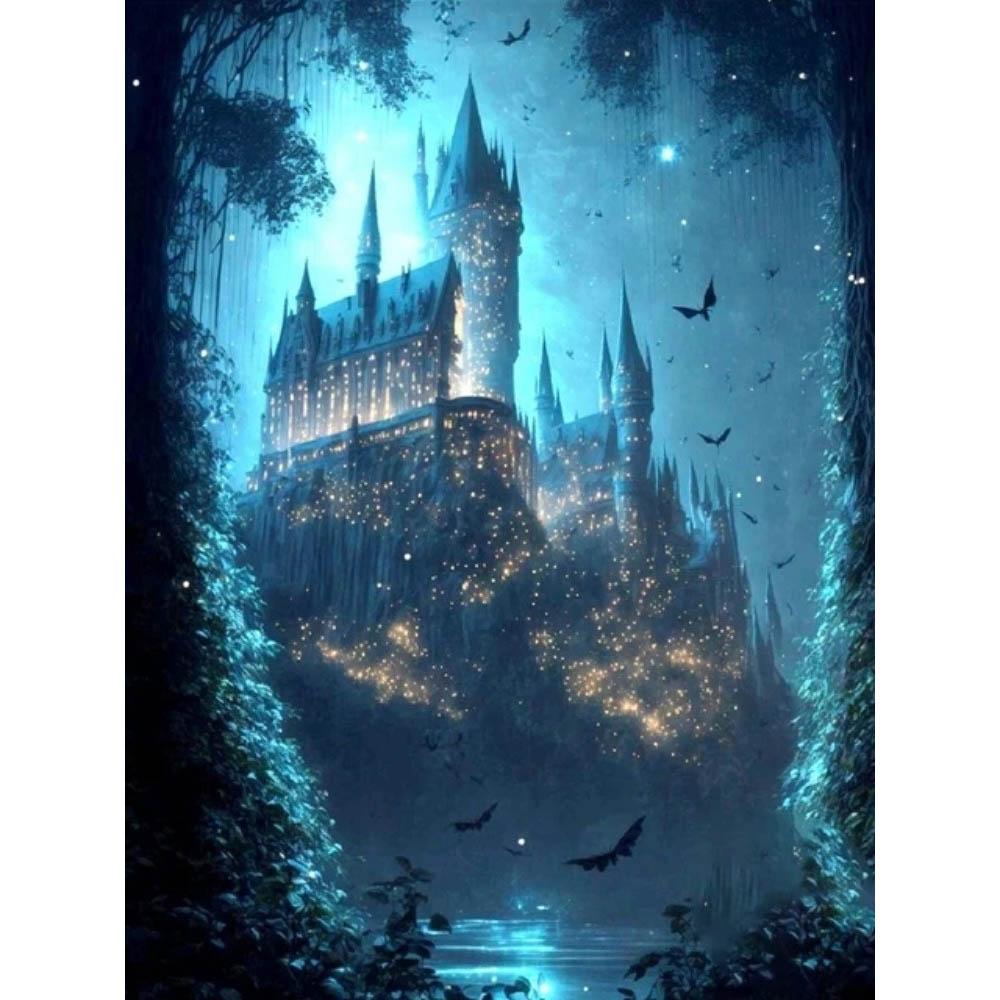 Castle DIY Harry Potter Round Diamond Painting Kit Magic School Cross Embroidery Castle Moon Eagle Diamond Mosaic Decoration