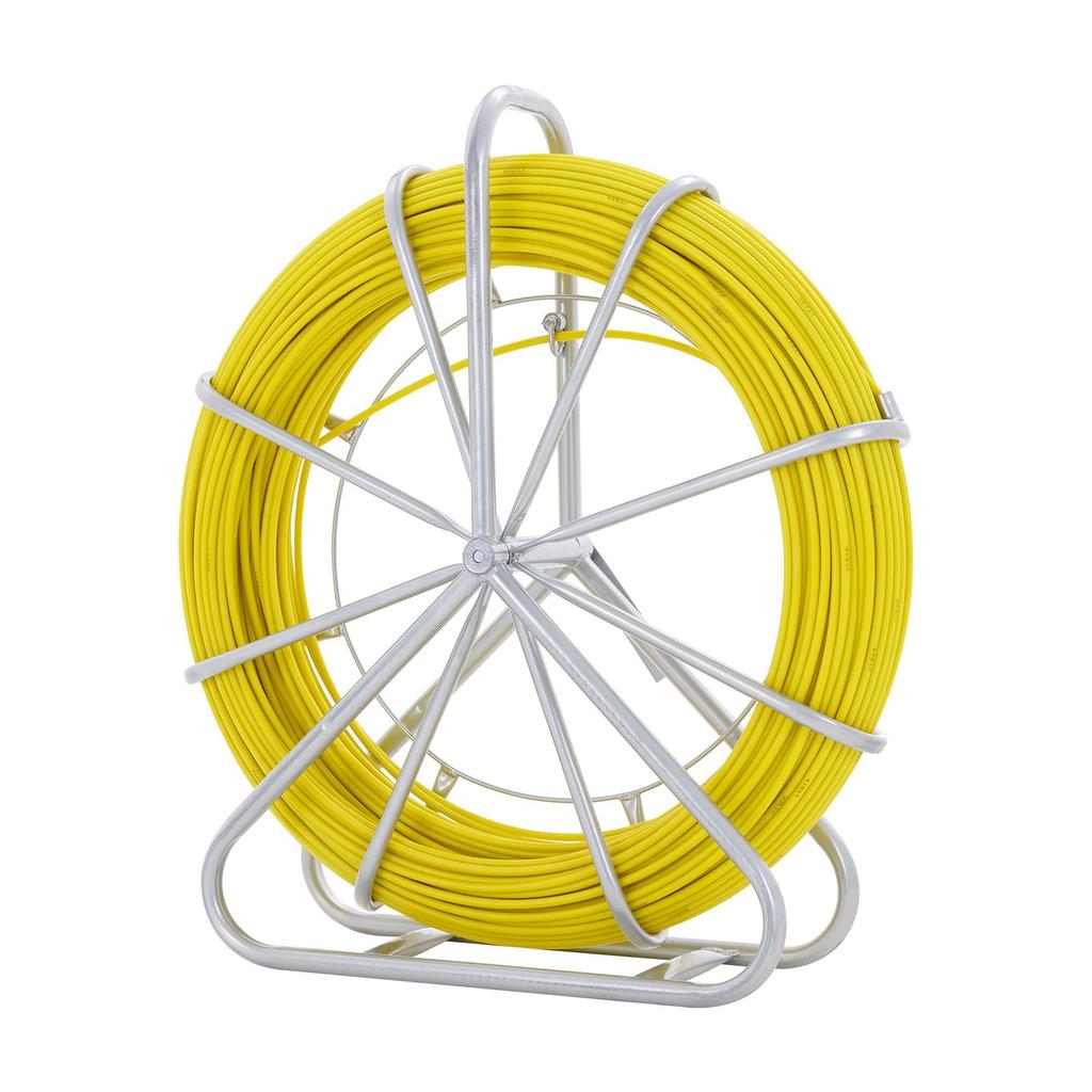 VEVOR Fish Tape Fiberglass, 150.3 M, 8.0 Mm, Duct Rodder Fishtape Wire Puller, Cable Running Rod with Steel Reel Stand, 3 Pulling Heads