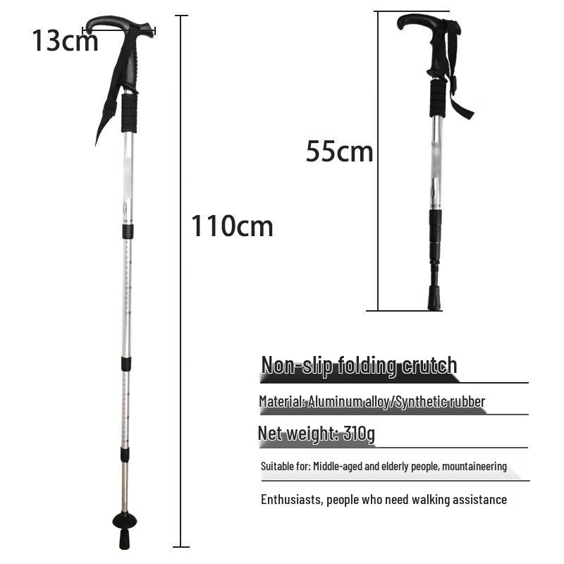ML Unisex 3-Section Straight Handle Aluminum Trekking Pole