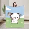 Super Soft Bubu Dudu Bear And Panda Throw Blanket Premium Flannel Fleece Lightweight Bed Blanket Cozy Plush Bedspread All Season