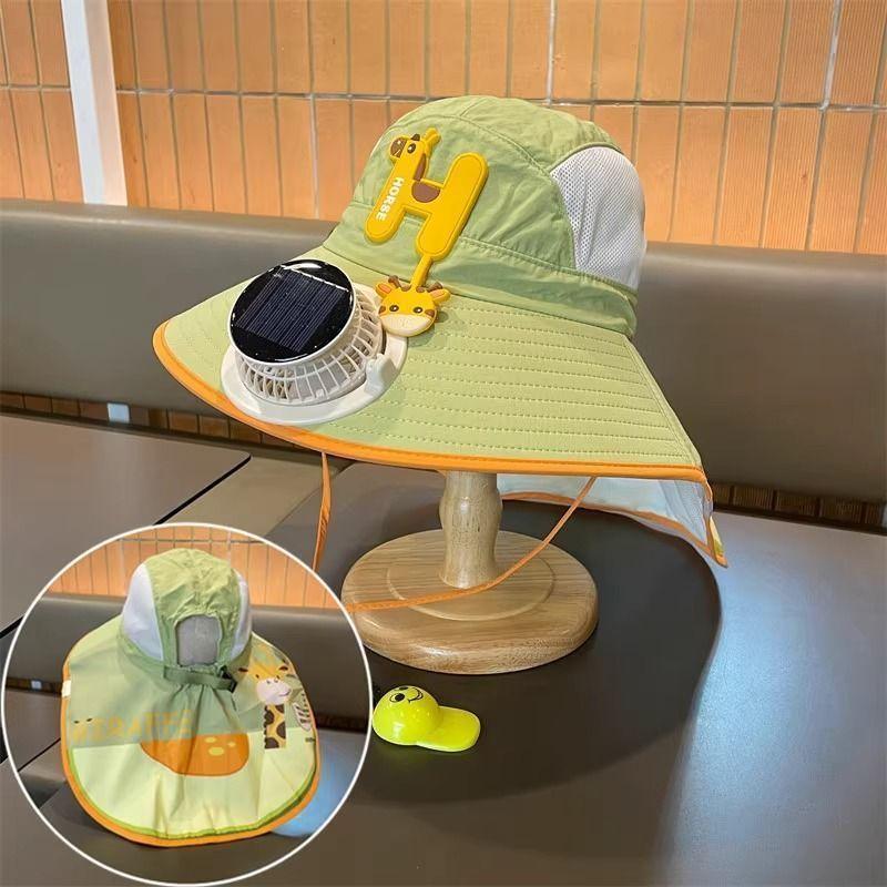 Sunflower Kids Sun Hat With Solar Fan And Whistle For Summer Sun Protection