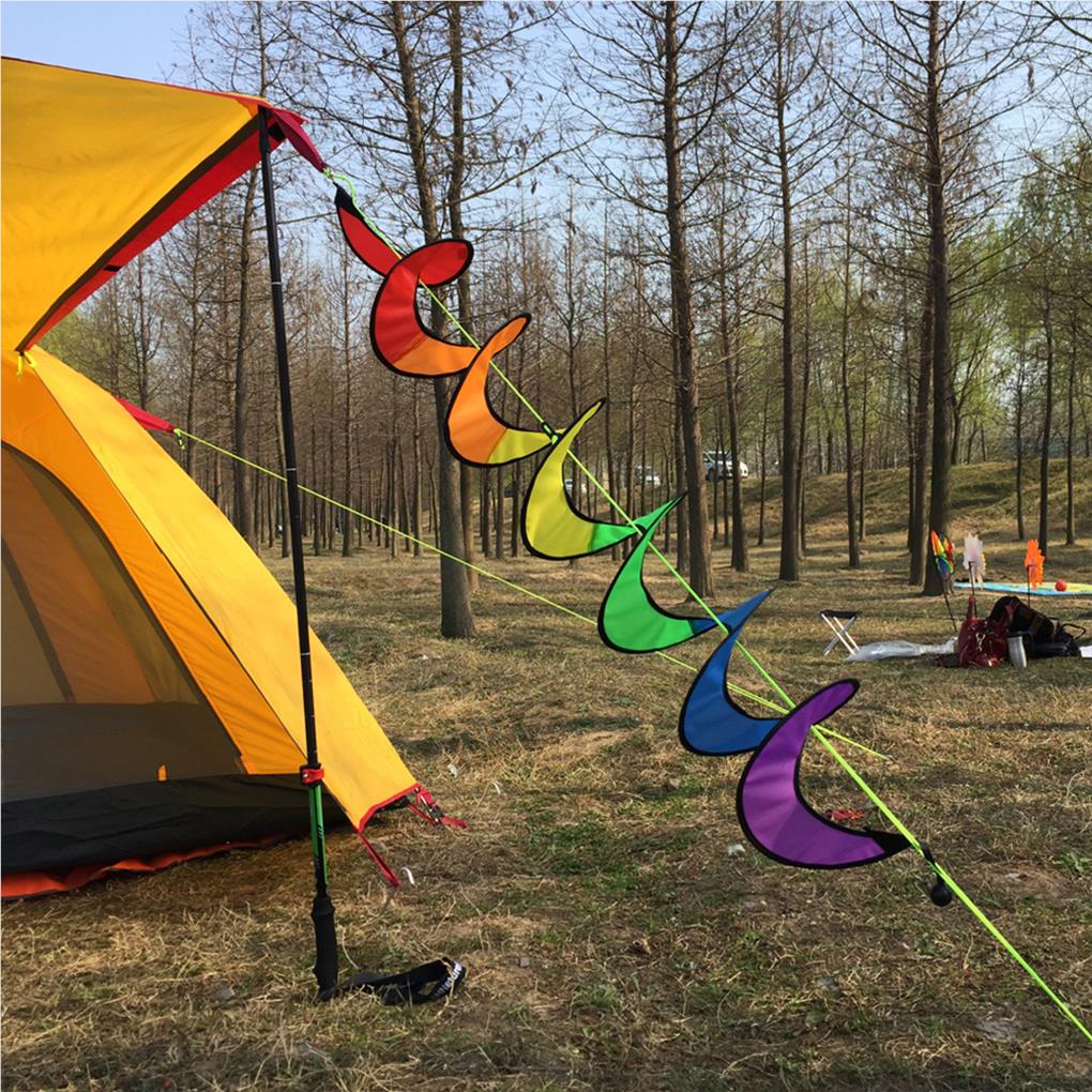 Gartenwindspiele Regenbogenwirbler Windrad Wimpelkette Outdoor Hängedekorationen Campingzubehör für Hof Waldornamente