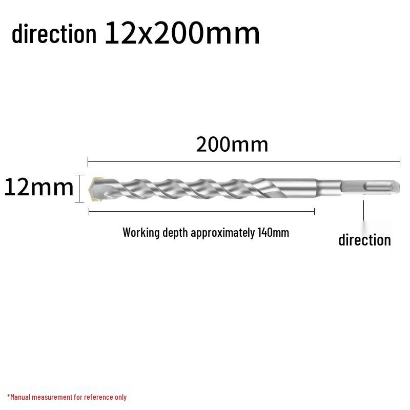 Square Shank 4-Flute Impact Drill Bit for Concrete, Round Shank 2-Flute Hole-Enlarging Drill Bit 150MM