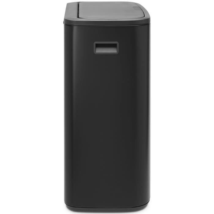 Poubelle Bo Touch Bin BRABANTIA - Avec 2 Seaux Intérieurs - 2 X 30 L - Noir Mat