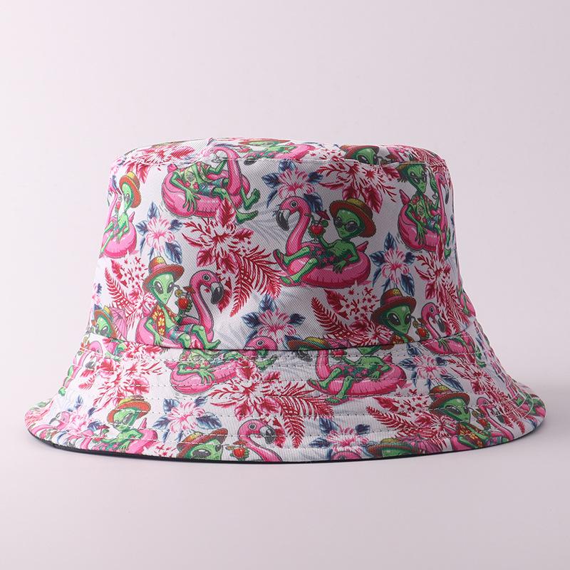 Small Edge Sunshade Bucket Hat Double-sided Basin Hat European and American Personalized Fashion Printed Hat
