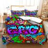 Cartoon Style Hip-hop Doodle 3D Printed Duvet Style Pillowcase Bedding Set Teenager Bedroom Decor Bed Set