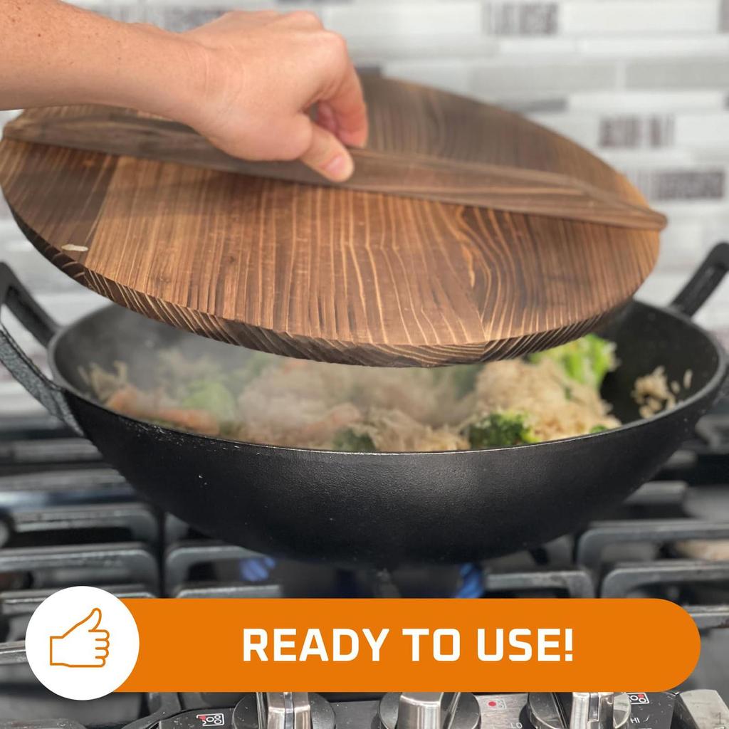 Universeller Holzdeckel für Bratpfanne mit Griff Küchenzubehör