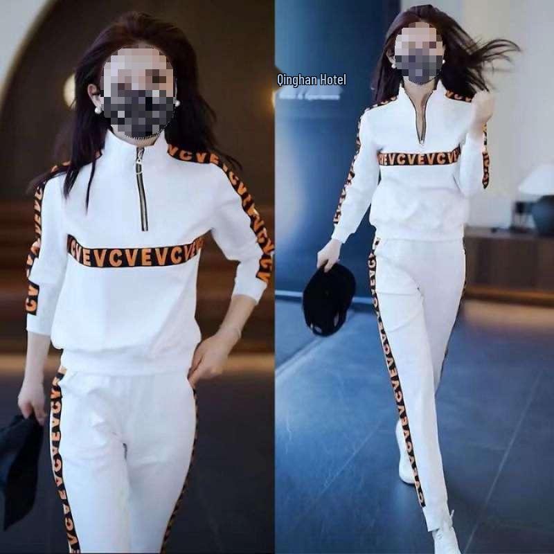 Women s Casual Fashion Two-Piece Set: Stylish Half-Zip Hoodie for Spring/Autumn 2026 XL белый