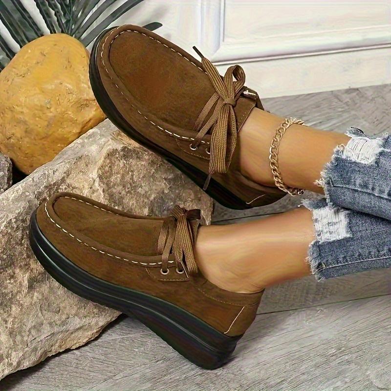2025 Spring/Summer New Arrival Plus Size Lace-Up Flats with Thick Soles Casual Women's Shoes Size 43
