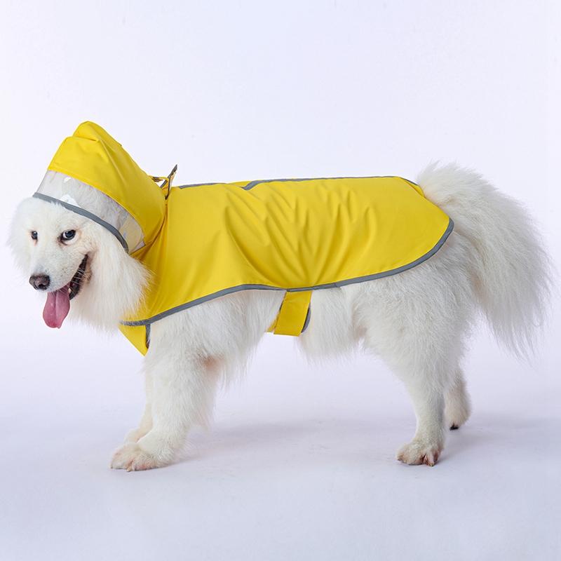 

Pet Dog Hooded Raincoat Waterproof Costume with Safety Reflective Strap S