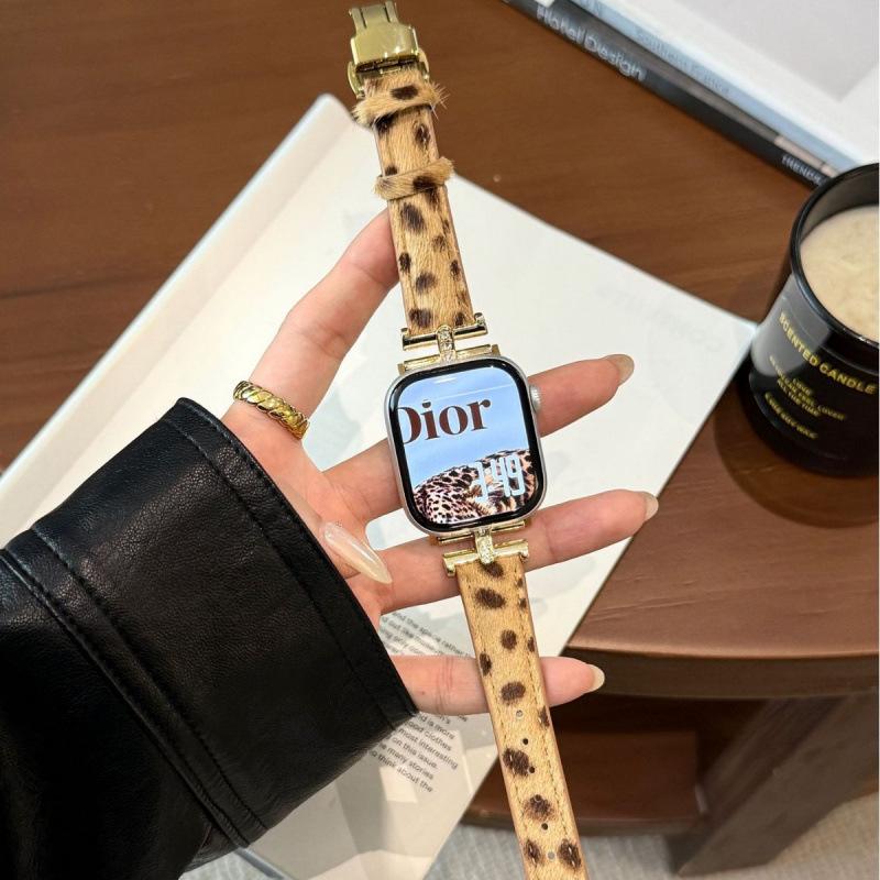 Leopard Suede Butterfly Buckle Watch Band for Apple Watch (S10, 87)