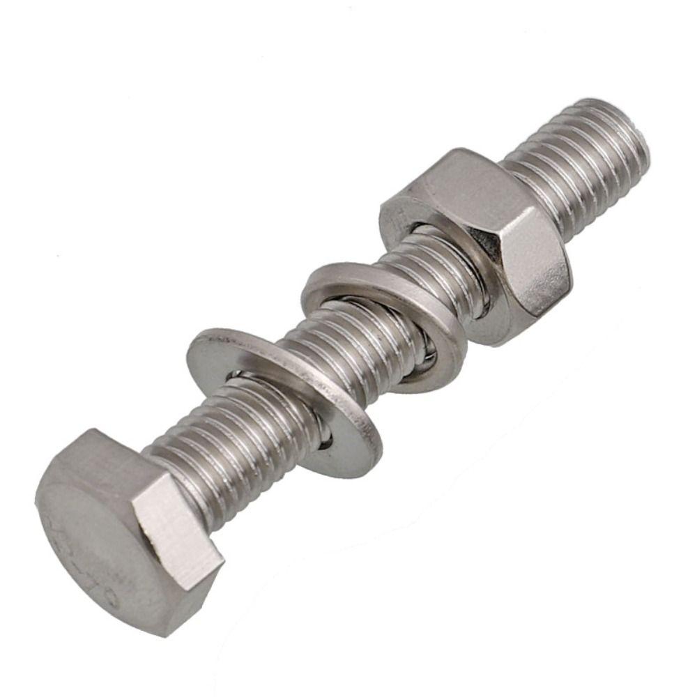 Flat Washer 304 Stainless Steel Screw Round Head Hexagon Head Screw Hex Bolt  Metal Working