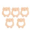 5Pcs Wooden Teether Toys Natural Beech Sturdy Durable Impact Resistance Smooth Safe Non Toxic Wood T