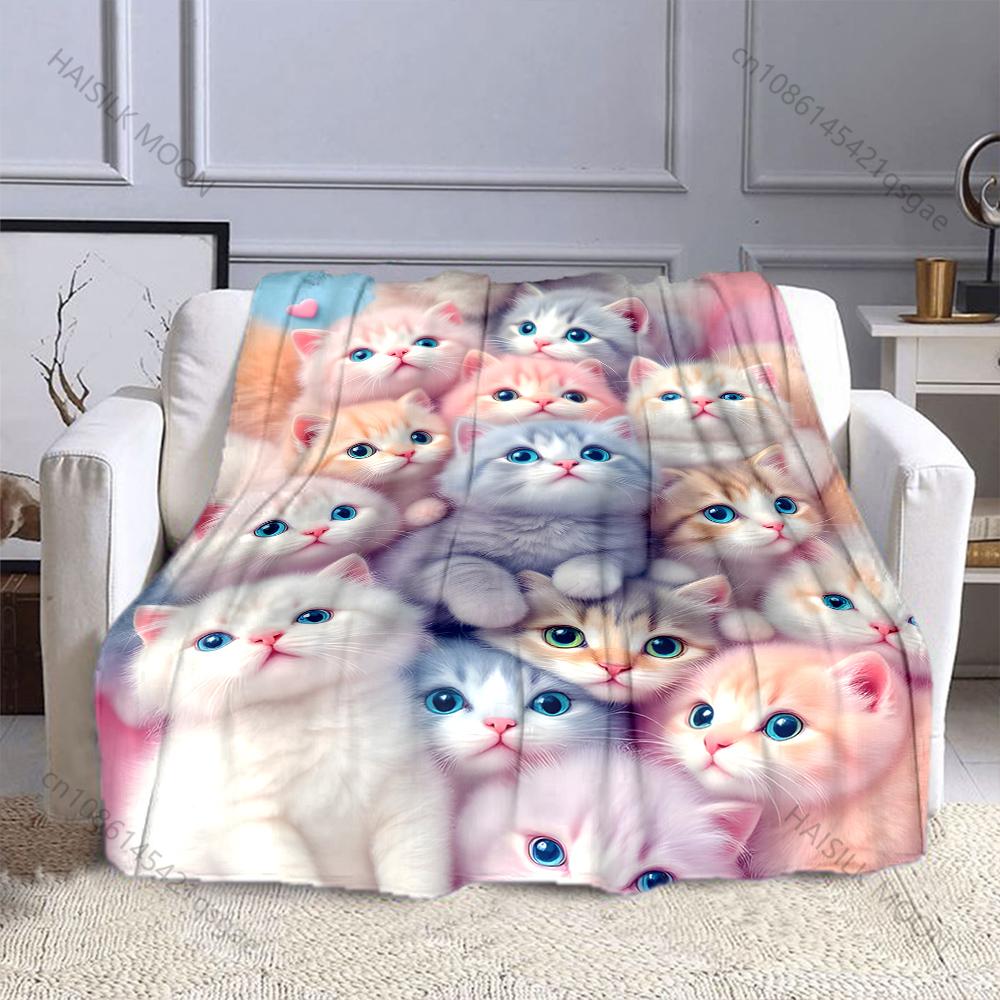 

Multi-Sizes A Group of Cats Pink Blanket Warm Soft for Sofa Bed Home Travel Camping Blanket All Seasons Holiday Gifts 75x90cm