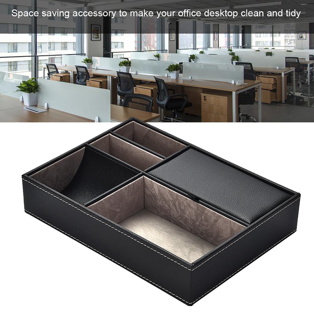 Household Storage Tray PU Leather Desktop Organizer Versatile Storage Organizer  Coffee Table