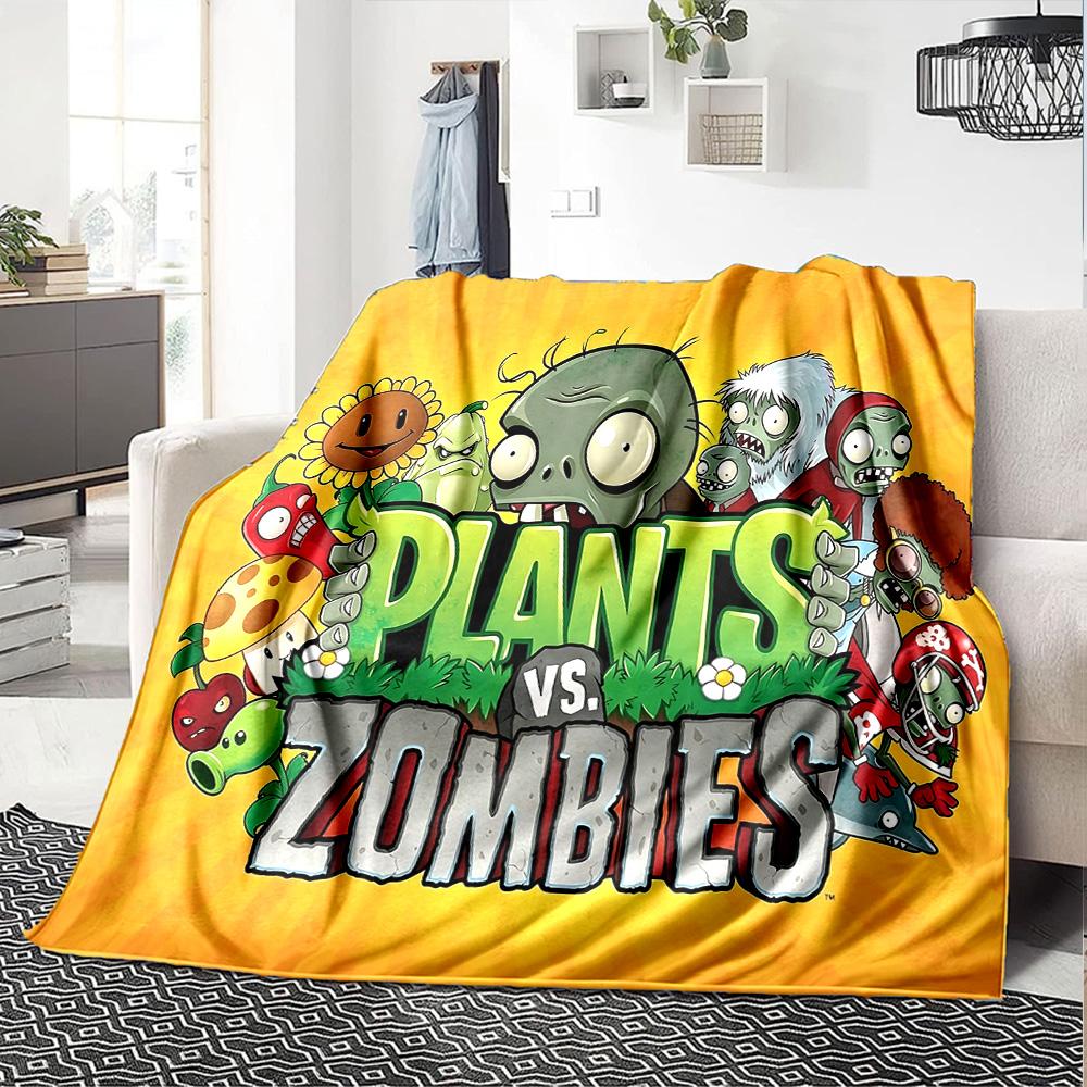Plants Vs Zombies Flannel Blanket Super Soft Warm Cozy Blanket for Sofa Bed Office Travel All‑Season Home Decor Gift