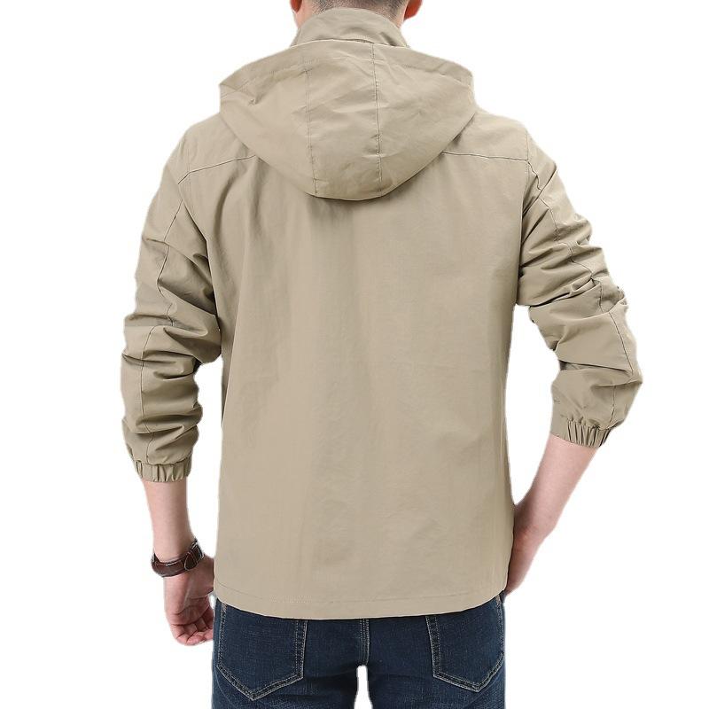 Spring Trend Jacket Hooded Trench Coat Outdoor Loose Breathable Casual Tooling Top Jacket